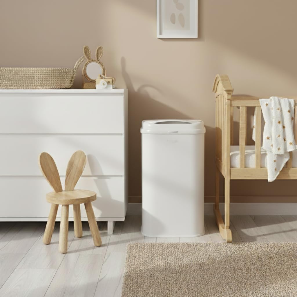 Ubbi Stainless Steel Venti Diaper Pail, Odor Locking, No Special Bag Required, Award-Winning, Registry Must-Have, White