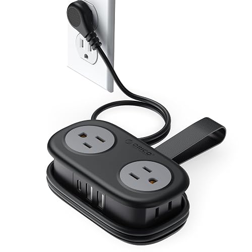 Cruise Approved Travel Power Strip, ORICO 4 Outlets 3 USB Ports (1 USB C) with 4FT Wrapped Short Extension Cord Small Power Strip, Compact for Hotel Travel Essentials-AP3 - Black