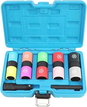 DPTOOL Half Size Lug Nut Socket Set 1/2 Drive Impact Flip Socket Set