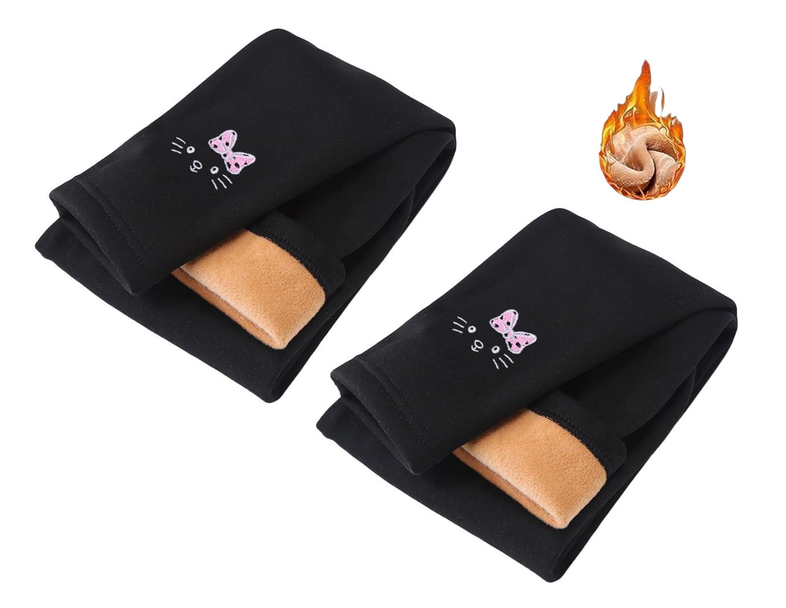 TUANMOZI 2er Pack Thermoleggings Mädchen Gefütterte Winter Leggings mit Fleece Warme Hosen für Kinder Jungen und Mädchen 2-7 Jahre