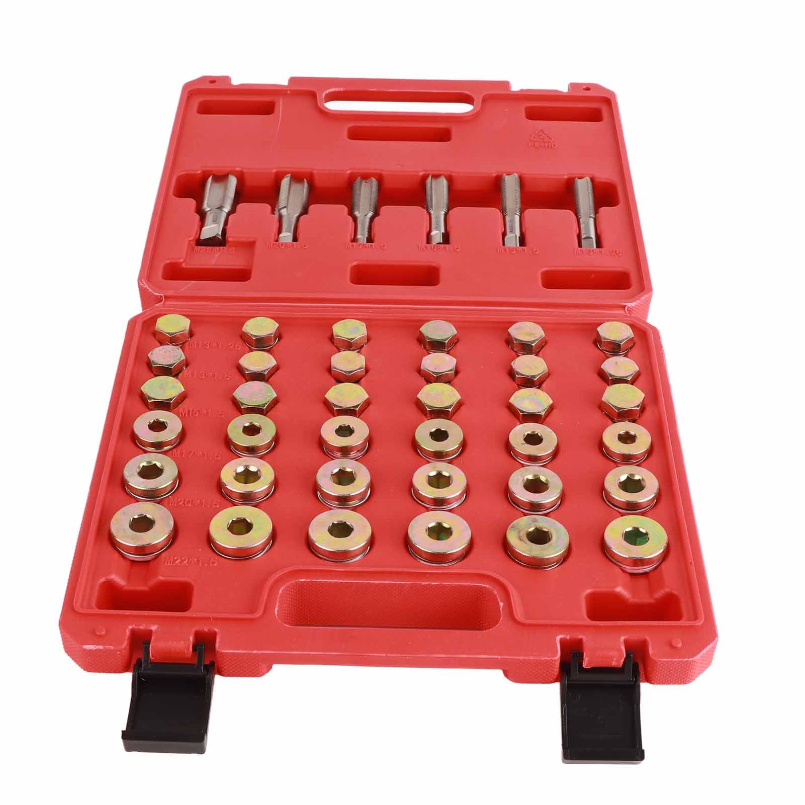 114 Piezas Kit de reparación de Roscas de cárter de Aceite Juego de Herramientas de tapón de Drenaje de Caja de Cambios de sumidero M13 M15 M17 M20 M22