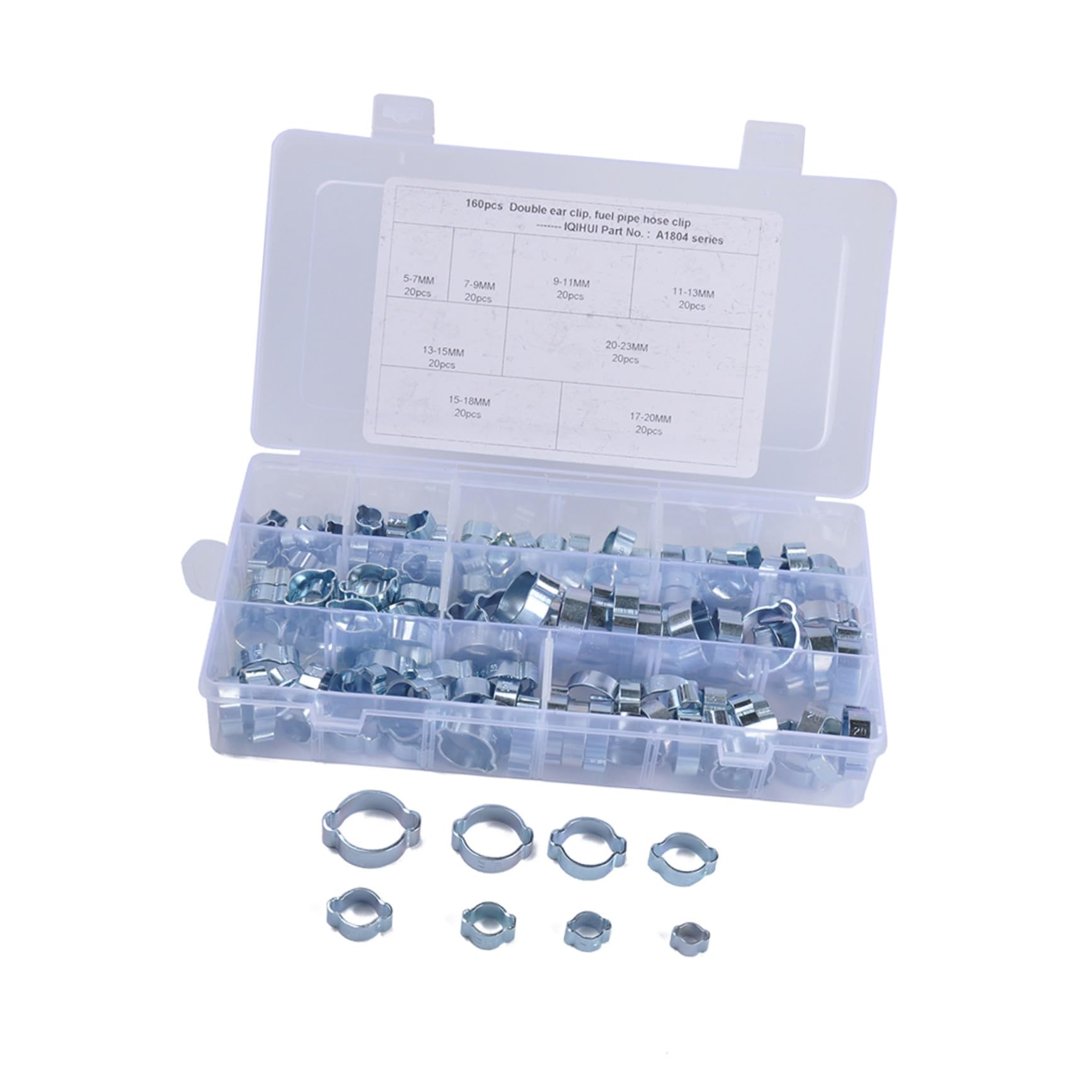 UKCOCO 160 Pezzi Fascette Stringitubo in Acciaio al Carbonio Specifiche per Tubi Aria Acqua Carburante Auto Motori Silicone Scatola di Immagazzinaggio