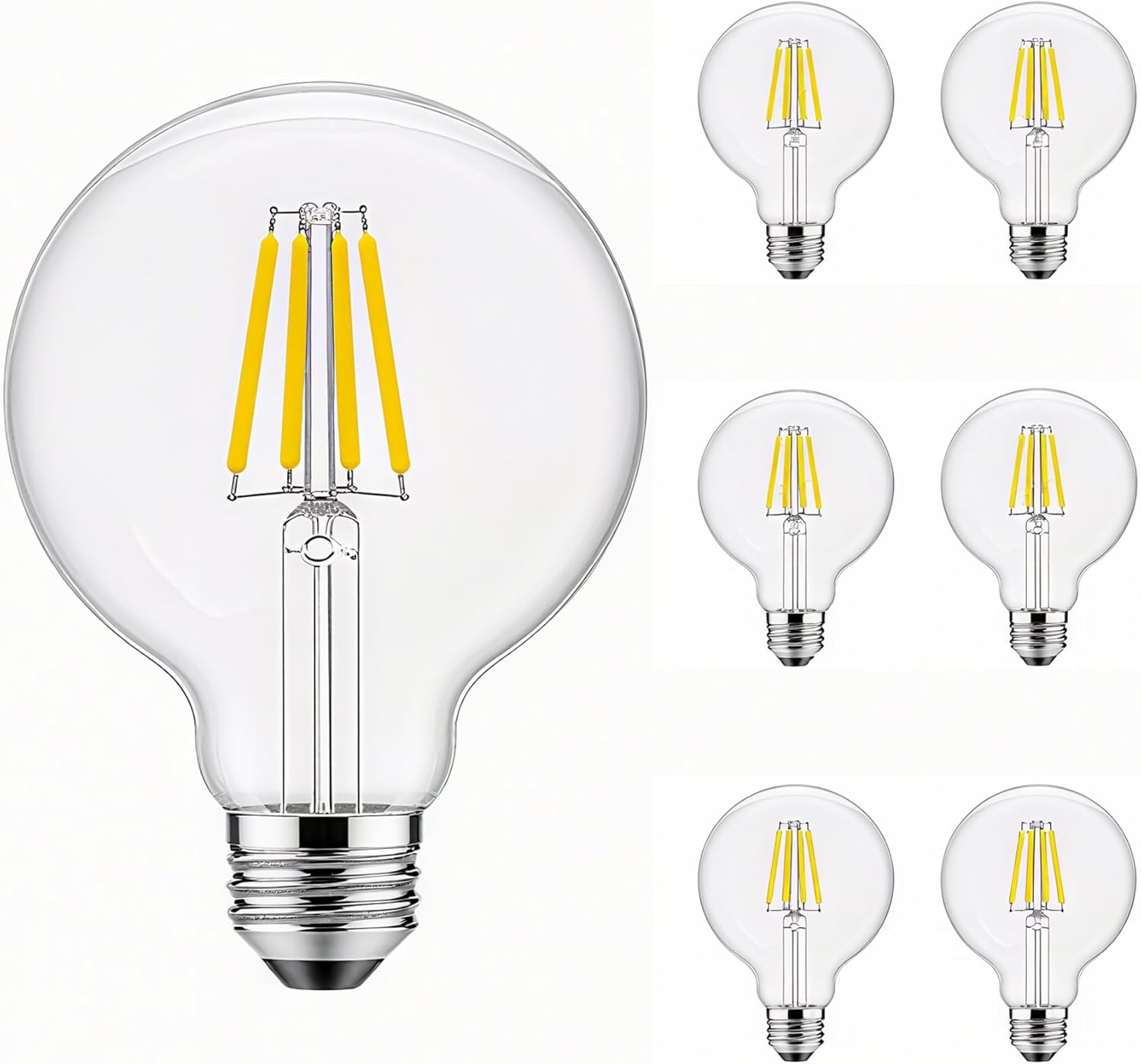 G25/G80 LED Globe Light Bulbs, Non-Dimmable 4W g25 Globe LED Bulbs 40 Watt, Warm White 2700K, Makeup Mirror Lights for Bedroom, Modern Sputnik Chandelier Light Bulbs Clear Glass 6 Pack