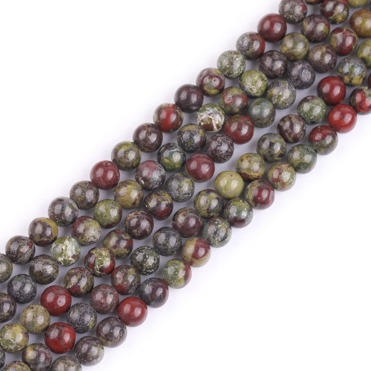 GEM-Inside Natural 4mm Green Red Australia Blood Jade Round Gemstone Semi Precious Loose Beads for Jewellery Making 15'' โ image 1