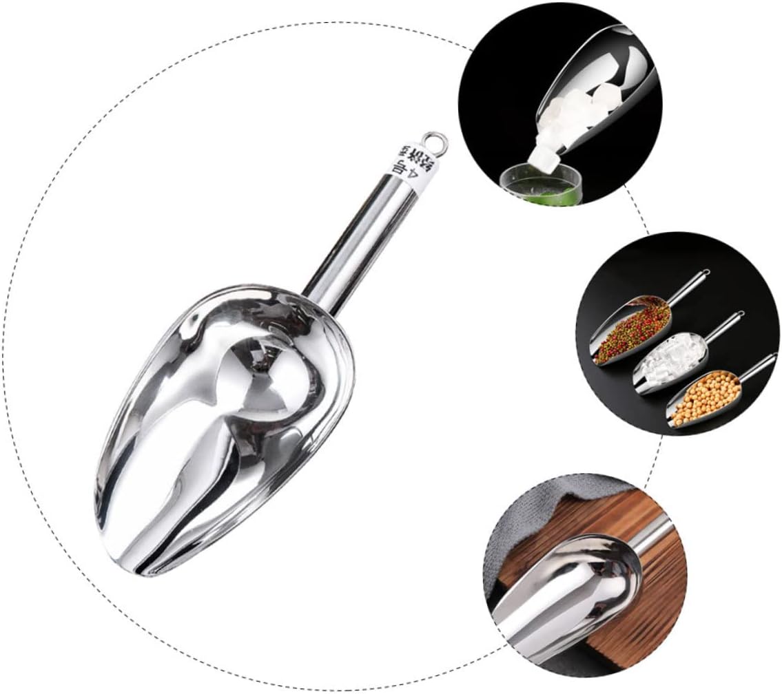 Stainless Steel Ice Scoop for Bar and Kitchen, Lightweight
