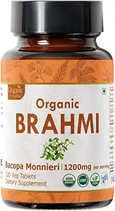 Brahmi 120 Tablets – USDA Organic Bacopa Monnieri Supplement – Supports Focus, Calm & Memory – Herbal Nootropic*