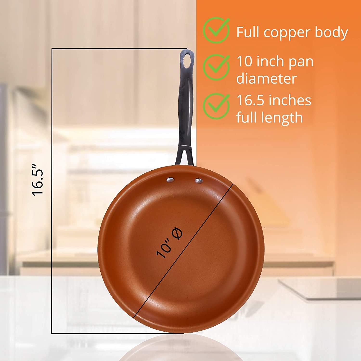 Chef's Star Ceramic Non-Stick Titanium Frying Pan - 10" - Copper