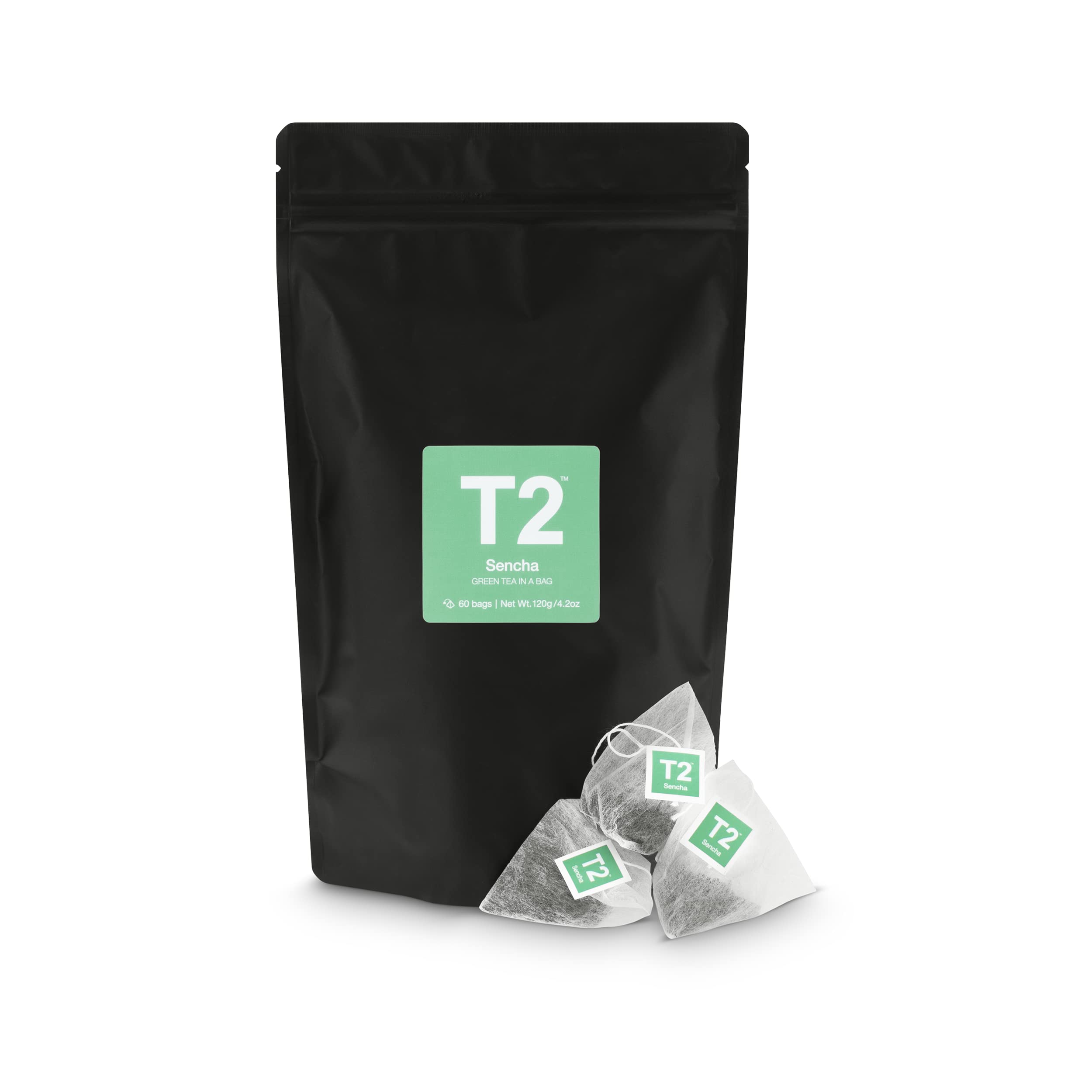 T2 Tea - Sencha Green Tea Bags in Resealable Bag, 60-count
