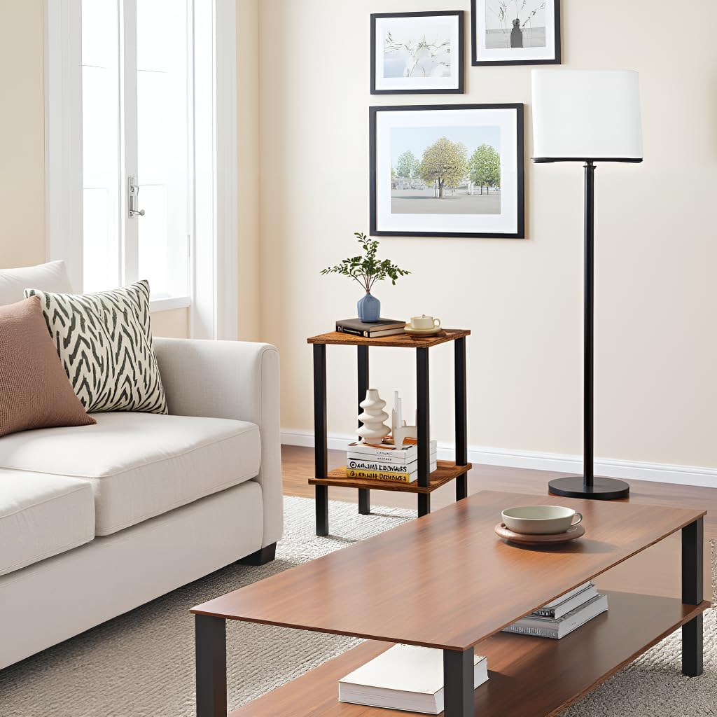 TUTOTAK End Table, Set of 2, Side Table, Nightstand, 2-Tier Storage Shelf, Sofa Table for Small Space, Living Room, Bed Room TB01BB035