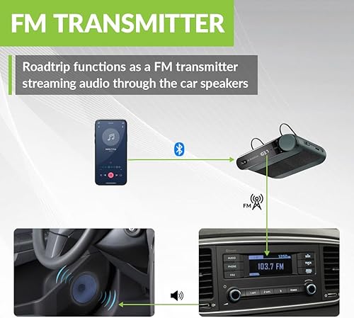 Miniatura 3 de Avantree Roadtrip - Altavoz Bluetooth para automóvil y transmisor FM inalámbrico 2 en 1 para transmitir audio del teléfono celular al altavoz del