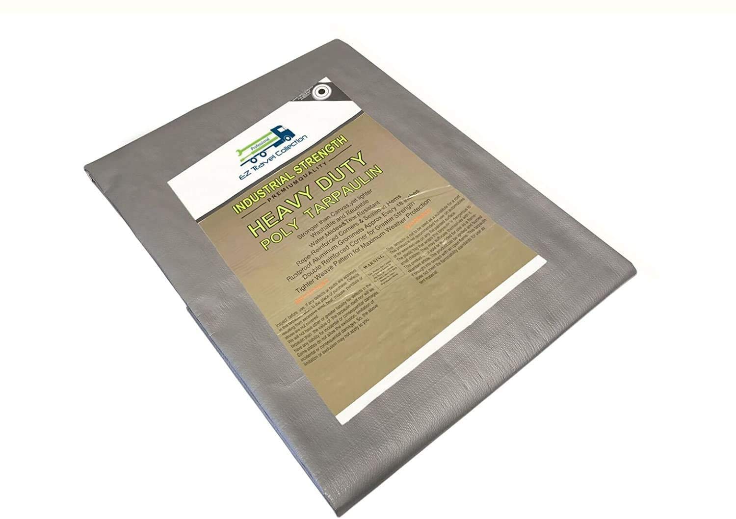 10 Mil Waterproof Silver Tarp H.D. Reinforced Corners (Industrial Quality) (24'x36')
