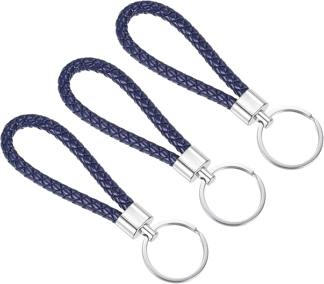 PATIKIL Braided Leather Keychain, Key Ring Woven Decoration Lanyard Strap for Bag Wallet