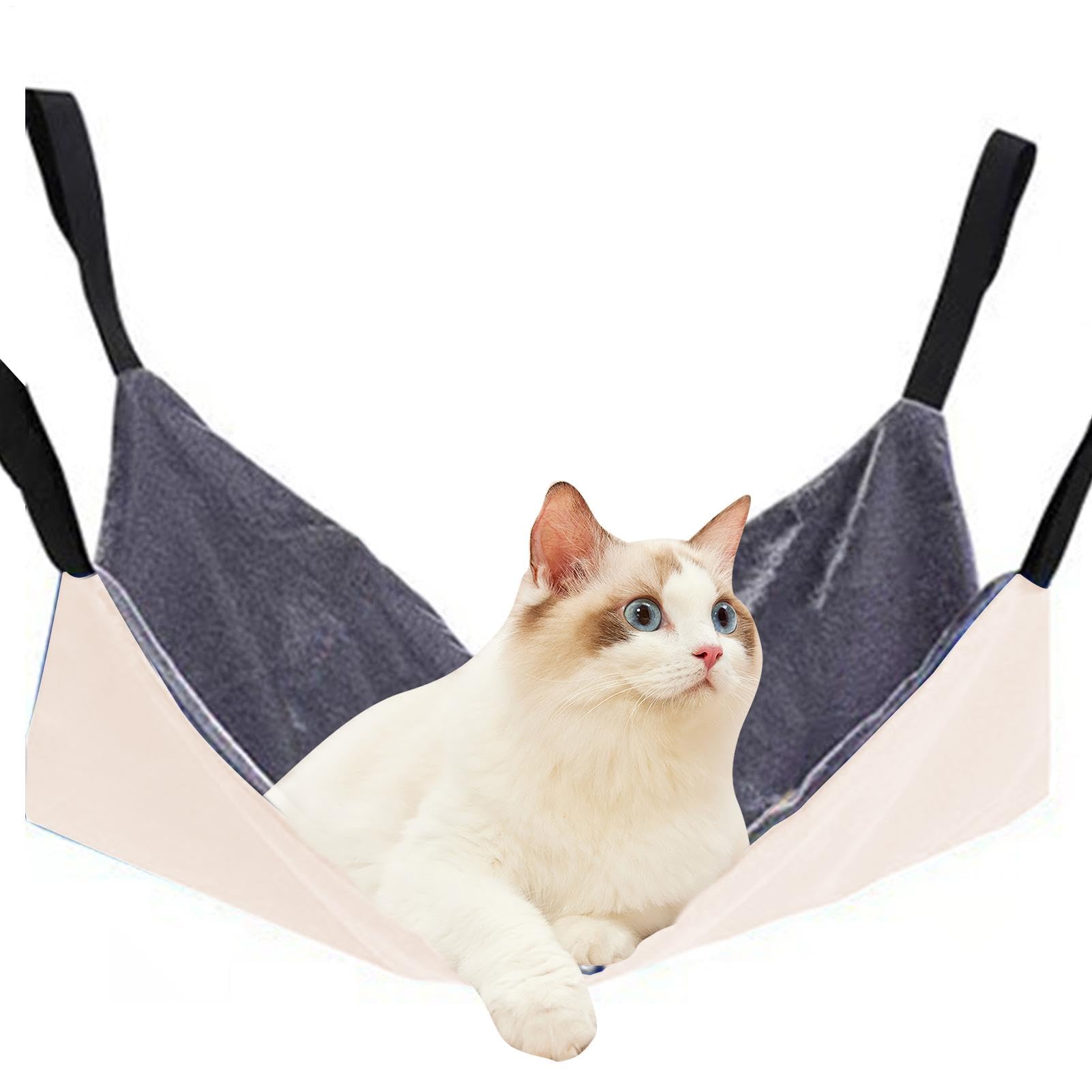 Cat Hammock, Adjustable Soft Swing 15.75x15.75 Inches, Double-Sided Comfortable Sleeping Pad, Breathable Resting Bed, Cage Hanging Accessory for Kittens, Small Pets, Rabbits