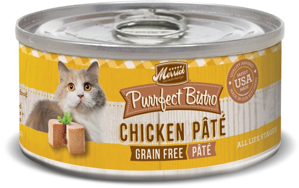 Merrick Purrfect Bistro Grain Free Premium Soft Canned Pate Adult Wet Cat Food, High Protein Chicken Recipe - (Pack of 24) 3 oz. Cans