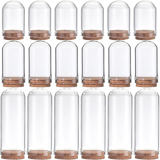 SUNNYCLUE 12-Pack Mini Cloche Bell Jars with Cork Base - 3 Sizes Glass Display Domes for Flowers, Shells, Crafts & Home Decor