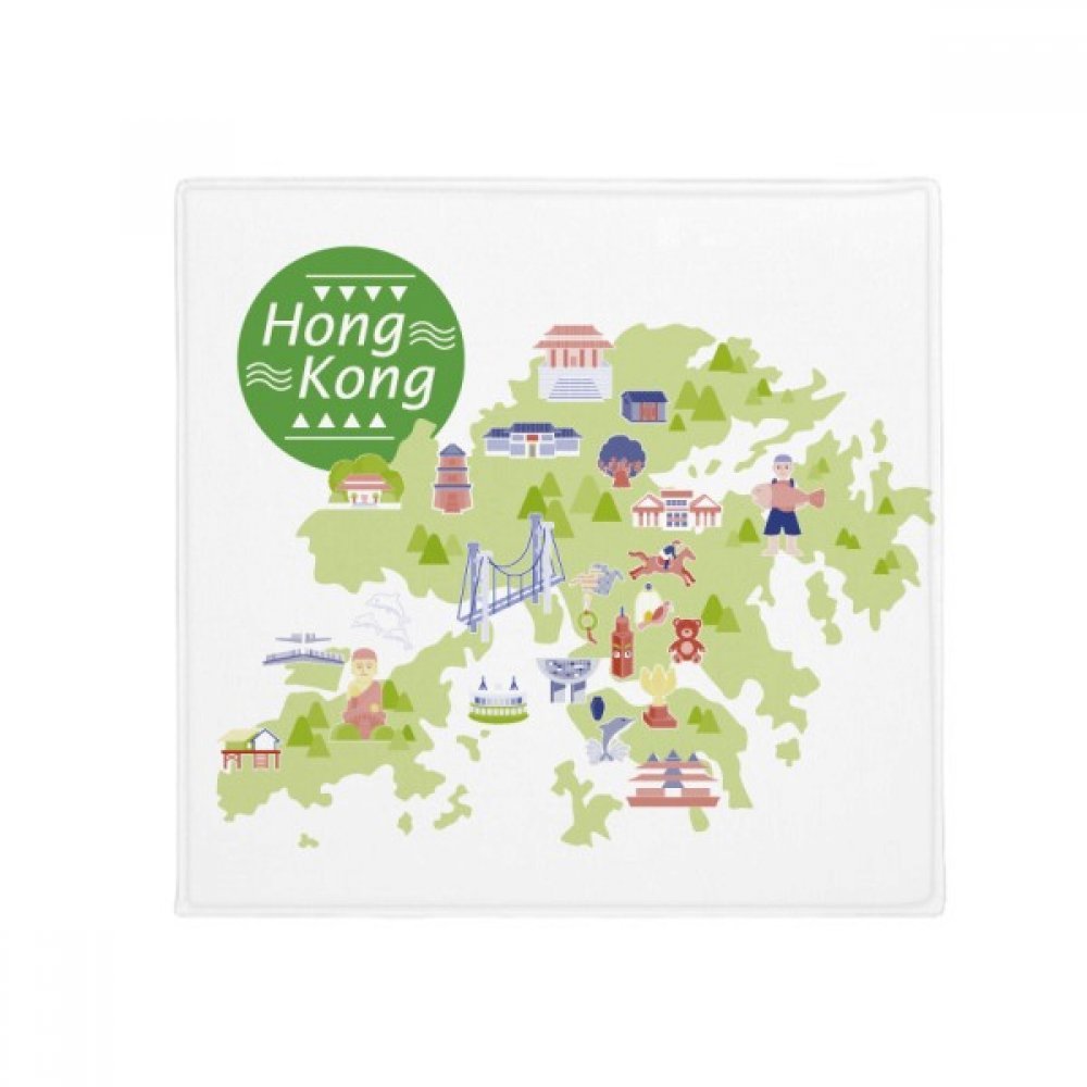 Tapis de sol antidérapant avec motif carte de Hong Kong Chine de 80 x 80 cm pour cuisine et entrée
