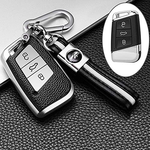 ontto Etui na kluczyki samochodowe pasuje do VW Magotan Passat B8 CC MK2 Jetta Skoda Superb A7 Kodiaq akcesoria pudełko na klucze etui na klucze etui ochronne etui 3 przyciski złoty zielony