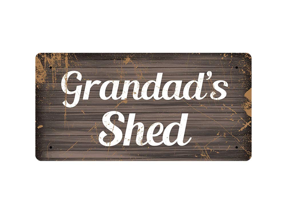 Mcmug White - Grandad's Shed - Metal Sign, Decorative Sign, 200Mm X 100Mm