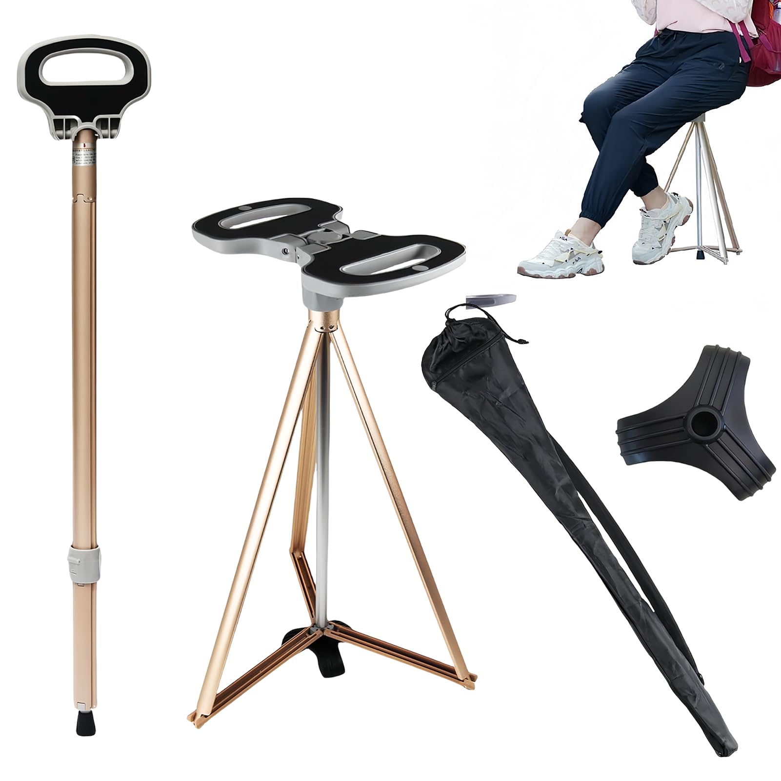 Amazon.co.jp: 折りたたみ杖ステッキチェア 折りたたみ杖ステッキ