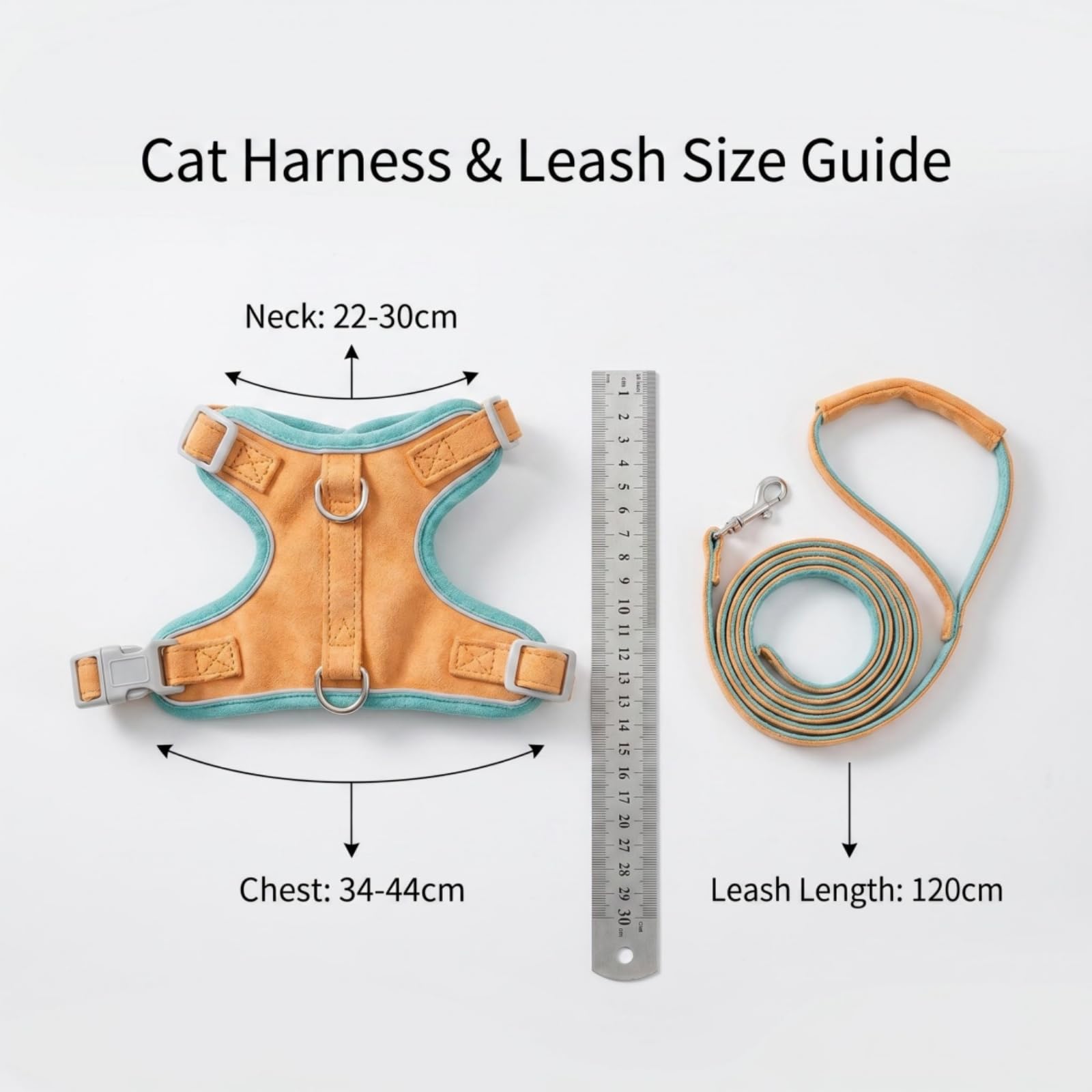 Set di imbracatura e guinzaglio per gatti, imbracatura per gatti, imbracatura anti-fuga, imbracatura anti,fuga confortevole, traspirante e regolabile per gatti piccoli e cuccioli (blu, M)