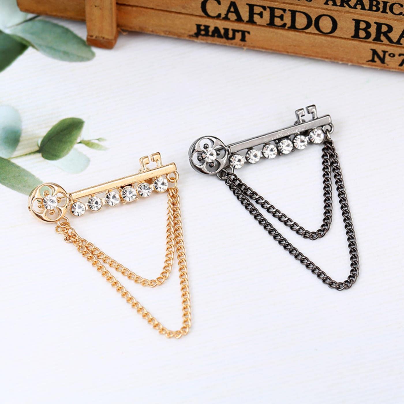 4 Broches Épinglettes ADRAMATA Pour Costume - Chaîne Strass - Accessoire Élégant Homme/Femme - Cadeau Chic