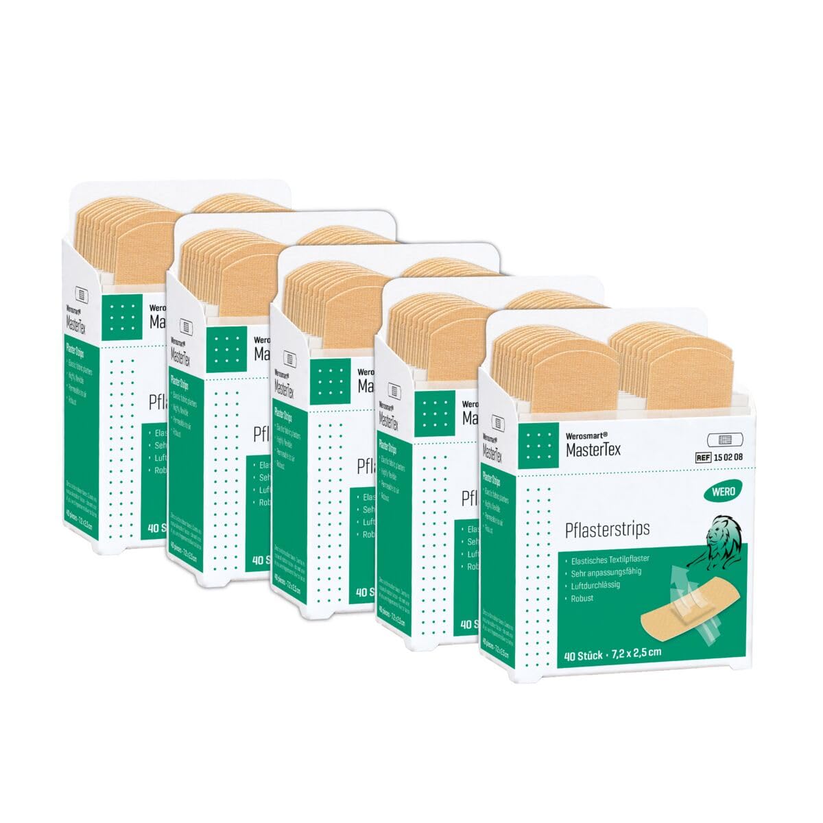 Werosmart® MasterTex Pflasterstrips 7,2 × 2,5 cm, 5 Einsätze | Nachfüll-Einsätze für WERO Smart Box® Pflasterspender