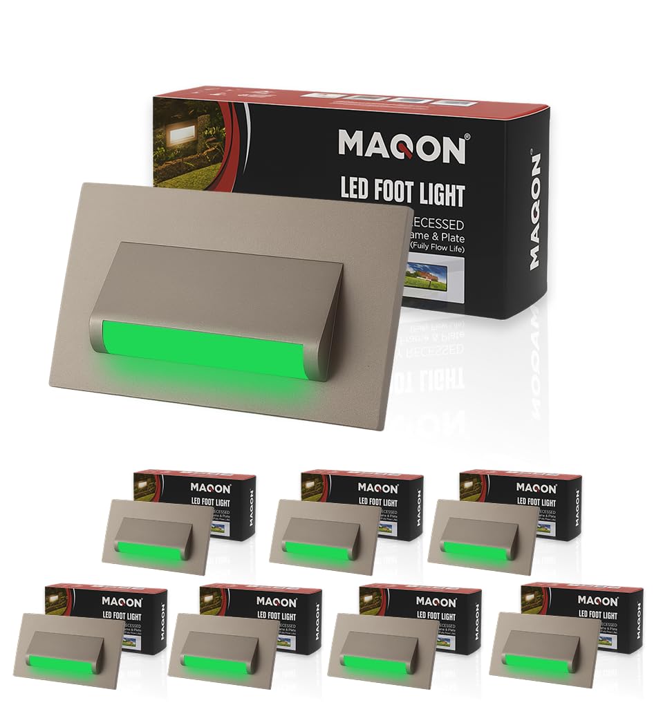 Classic LED Foot Light, Grey, Green, Pack 8 | Soft Night Glow with a Sleek Concealed-Wall Finish-image-44