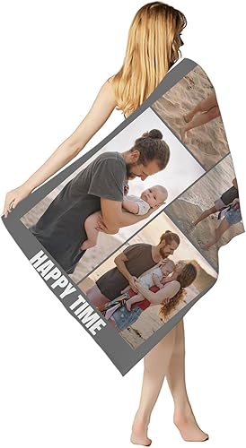 Miniatura 2 de Toalla de playa personalizada con foto y texto, toalla de baño de microfibra ligera personalizada con logotipo y nombre, toalla de secado rápido