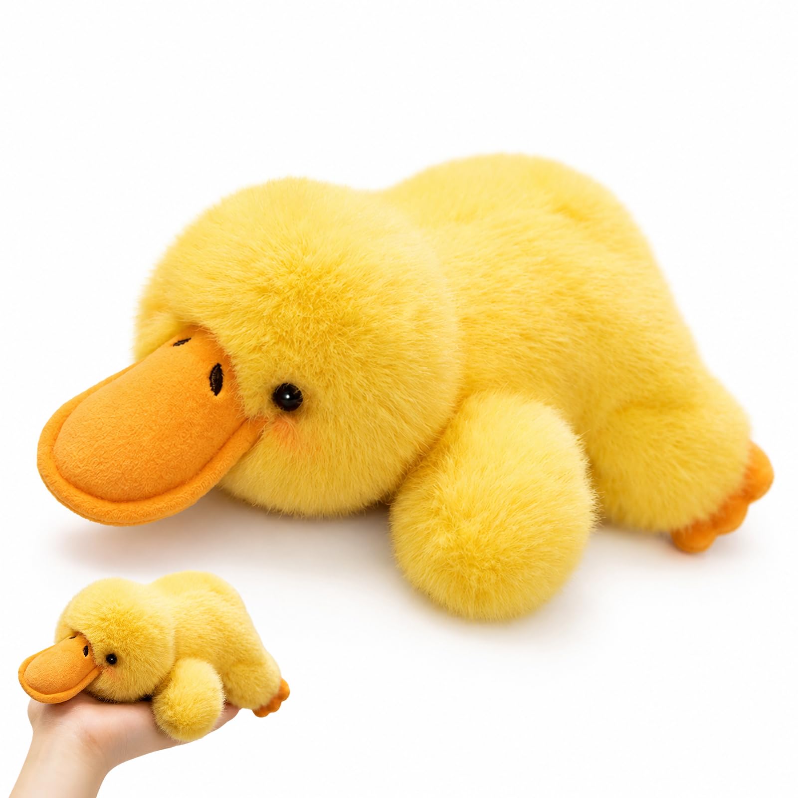 Pocket Weighted Plush Animals,18cm Duck Teddy Soft Toy for Stress Relief,Cute Stuffed Toy Doll for Home and Car Decor,Soft Palm-Sized Pocket Plush Toys for Anxiety Relief Desk Companion (Yellow Duck)
