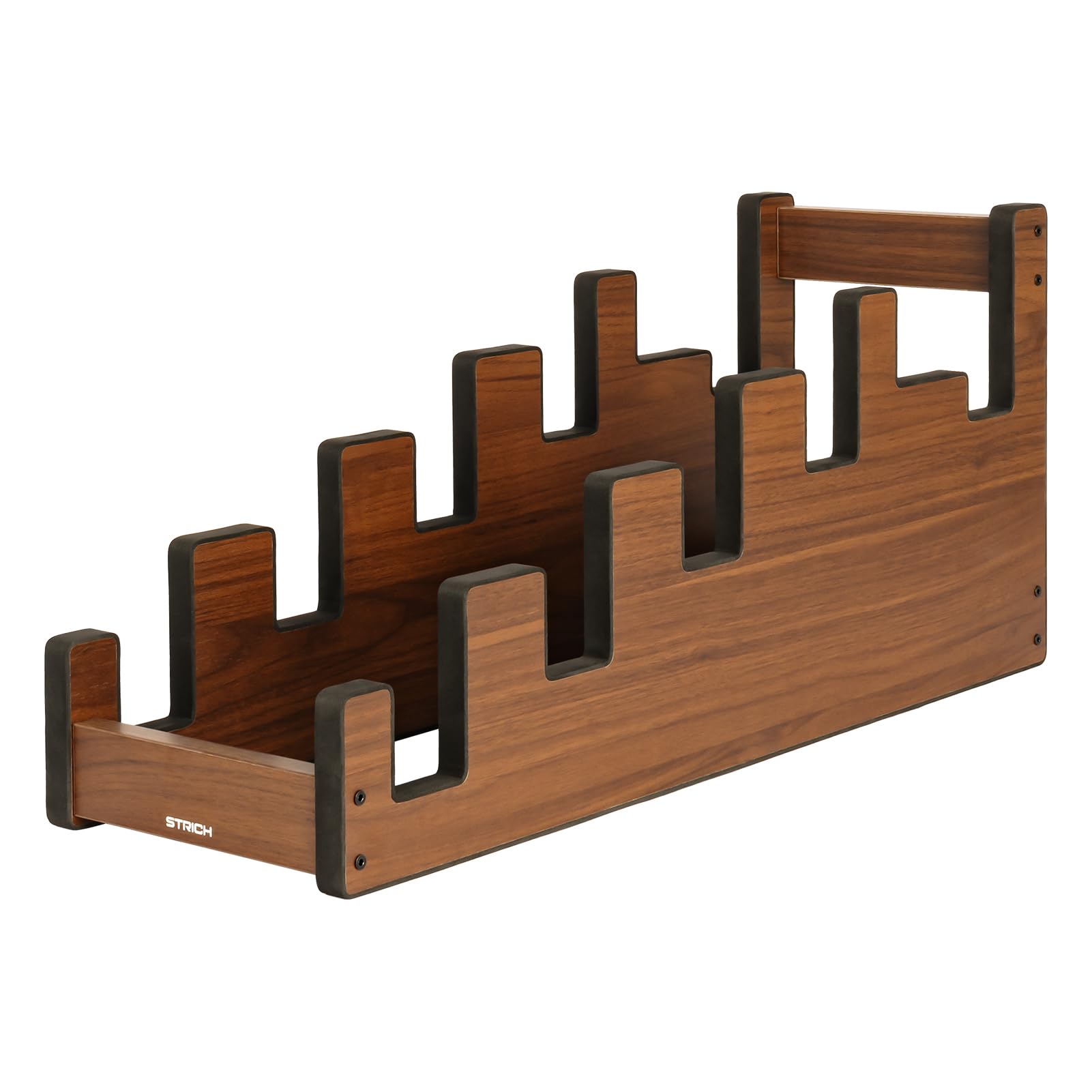 STRICH L-4E1AW Gitarrenständer aus Holz für mehrere Gitarren, 5 Halter, Front-Display, platzsparender Boden-Gitarrenständer für Zuhause, Studio, Bühne, Walnussholz, L-4E1AW (für 4 elektrische + 1