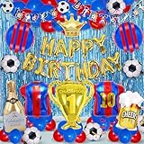 GoGoGoodie Soccer Theme Birthday Party Decorations Supplies for Kids Boys, Blue Balloons Arch Kit for Room Backdrop