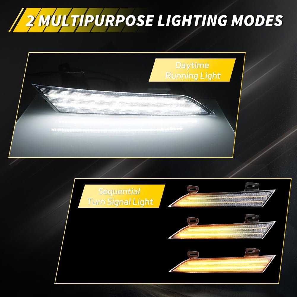 Front Headlight Reflector Panel Replacement Compatible with Nissan Murano 2009 2010 2011 2012 2013 2014, Amber LED Sequential Turn signal Light & White DRL, 2 PCS, Clear Lens