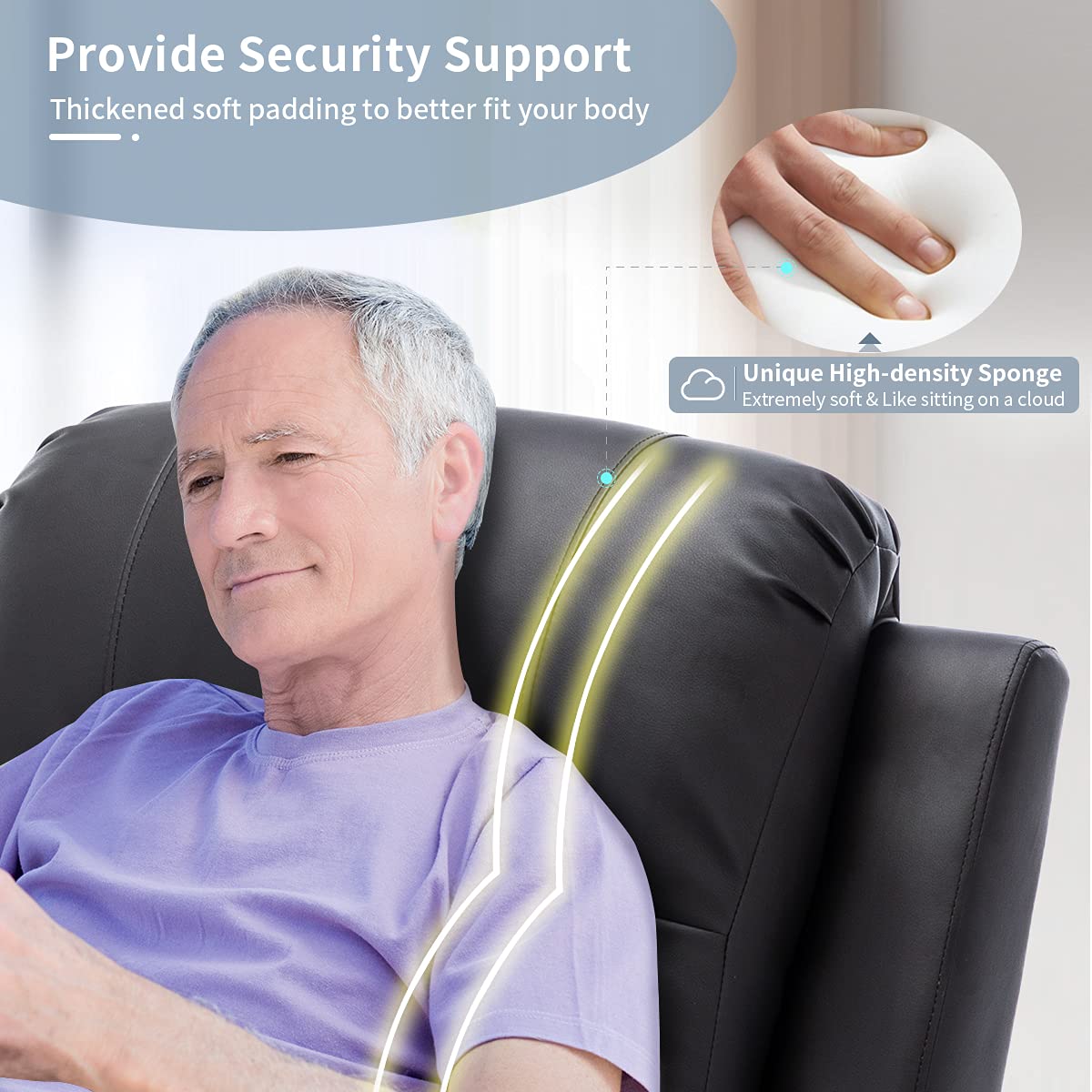 Buy Vicluke Oversized Power Lift Recliner Chair with Massage and Heat for Elderly, PU Leather