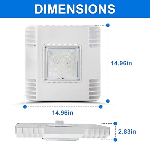 Miniatura 7 de Luz LED de toldo de 150 W, 21000 lúmenes, 5700 K, luz diurna súper brillante, luz de techo para cochera, luz de techo impermeable IP65 (equivalente