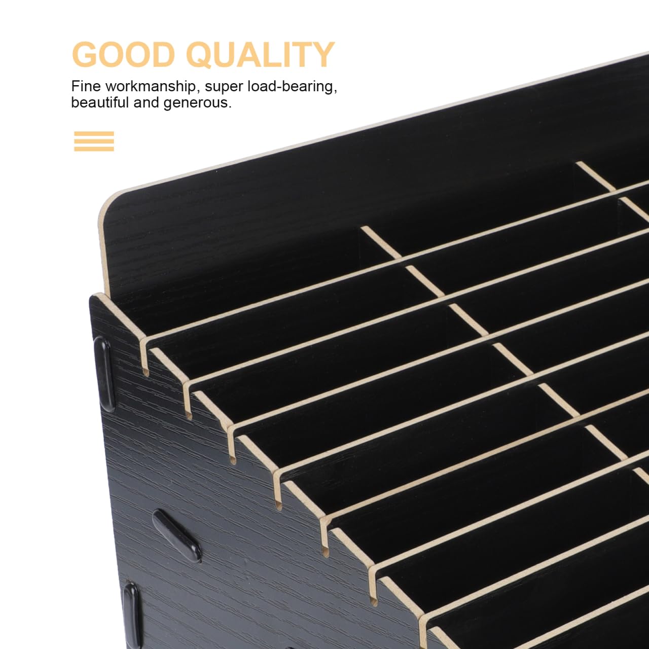 1pièce Boîte De Rangement Pour Téléphone Portable Bois Organisateur Multi-grille Élégant Pour Bureau Salle De Classe Et Usage Domestique Noir