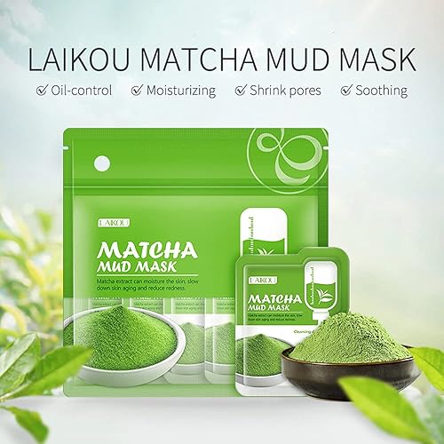 Miniatura 4 de BEUKING Matcha - Mascarilla facial de té verde, 12 unidades, para el cuidado de la piel facial, máscara de barro de arcilla para limpieza profunda e