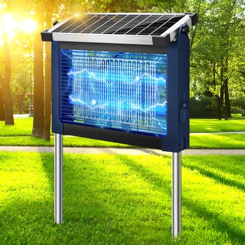 Image of Solar Bug Zapper Outdoor, Mosquito Zapper 4500V Cordless Waterproof | Auto On /Off, Portable Type-C & Solar Powered Bug Zapper, Electric Mosquito Trap Fly Zapper Killer for Patio Backyard Camping