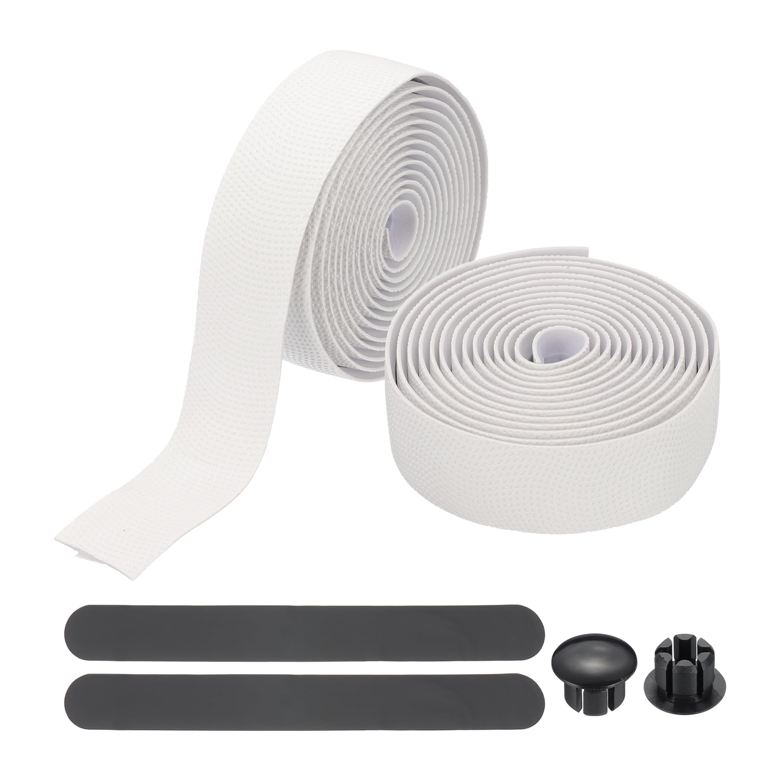 PATIKIL Bike Handlebar Tape, 2 Rolls 6.6 Feet Bike Grip Tape PU + EVA Foam Cycling Handle Wraps Comfortable Non-Slip Shock Bicycle Wrap with End Plugs for Road Bike, White