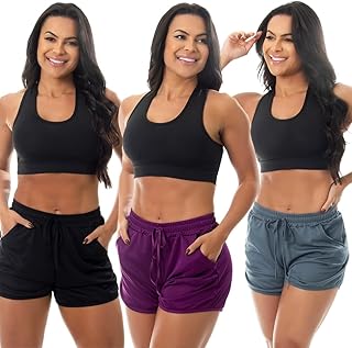 Kit 3 Short Com Bolso Feminino Esportivo Treino Fitness Fristyle