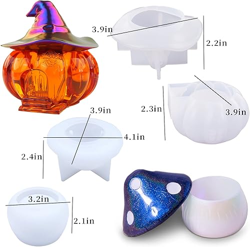 Miniatura 5 de 2 moldes de resina para tarros con tapa, molde de caja de resina de hongo de calabaza, molde de silicona para Halloween, molde de contenedor de