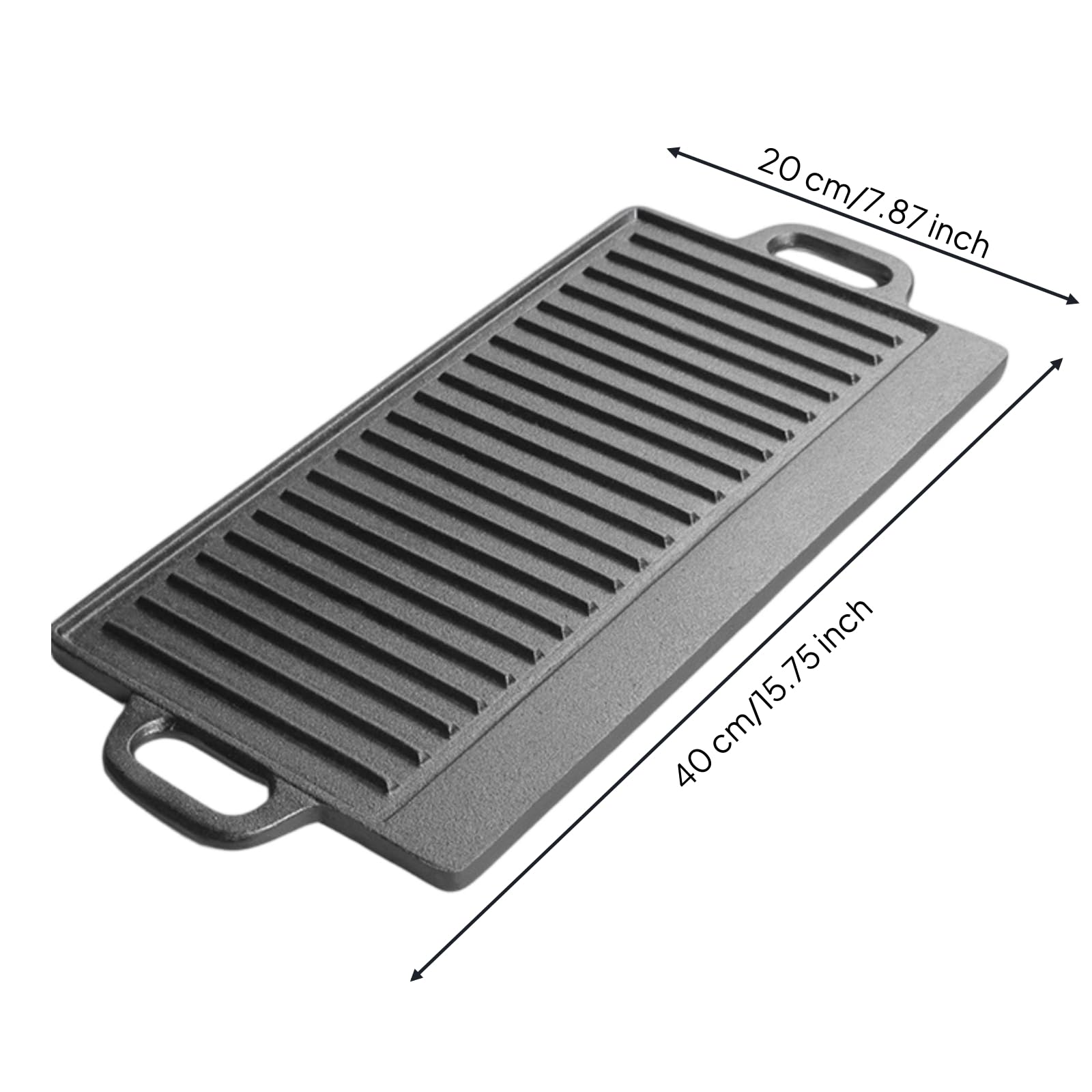 Piastra Barbecue in Ghisa Pesante Piastra Rigata in Ghisa Resistente Al Calore per All'aperto, 40 20cm