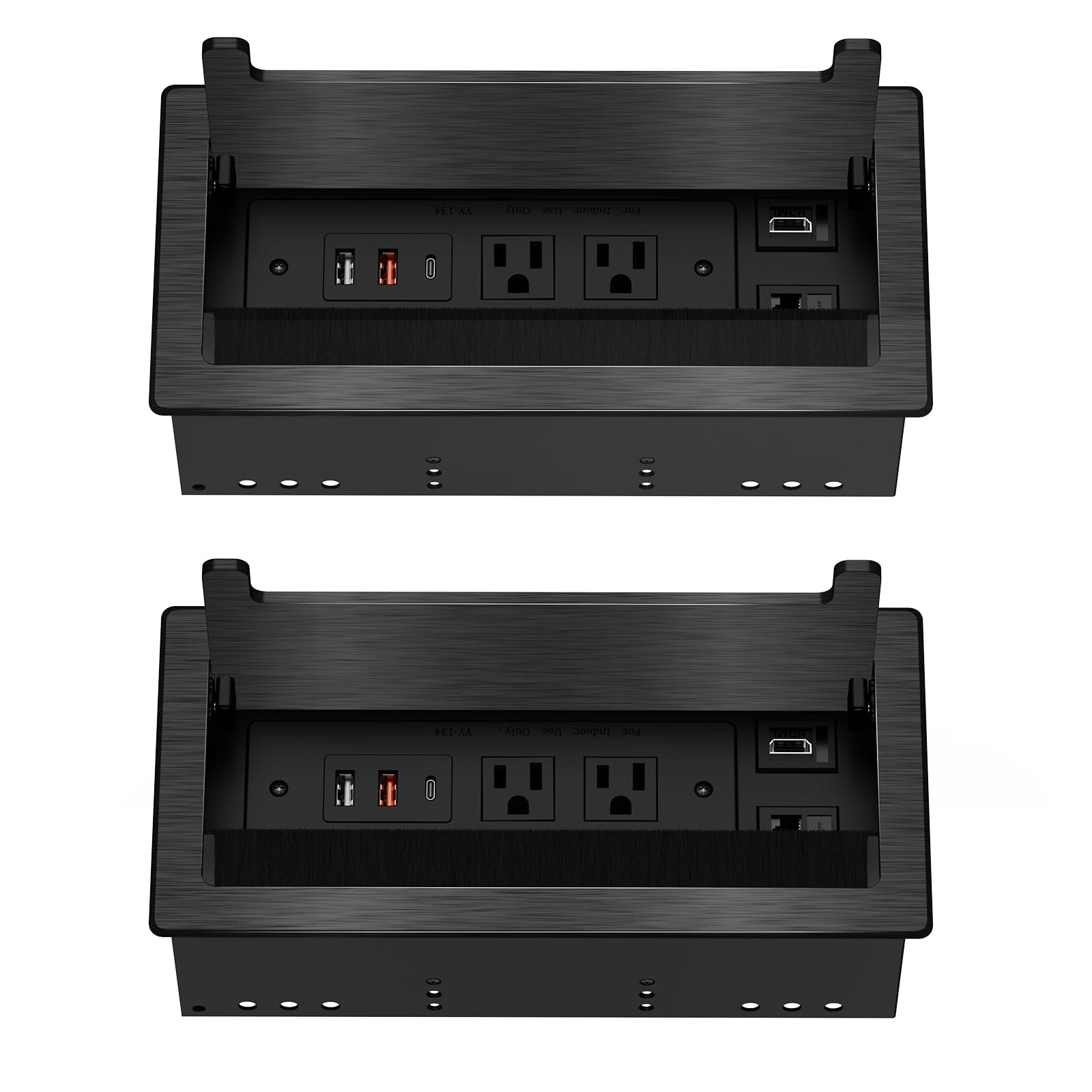 Photo 1 of 2Pack Conference Table Power Hub, Outlet Multimedia Connectivity Box with 1 HDMI + 1 RJ45 + 20W USB C + 2 USB A + 2 AC Outlets, Heavy Duty Metal Table Top Box for Countertop Office UL Listed