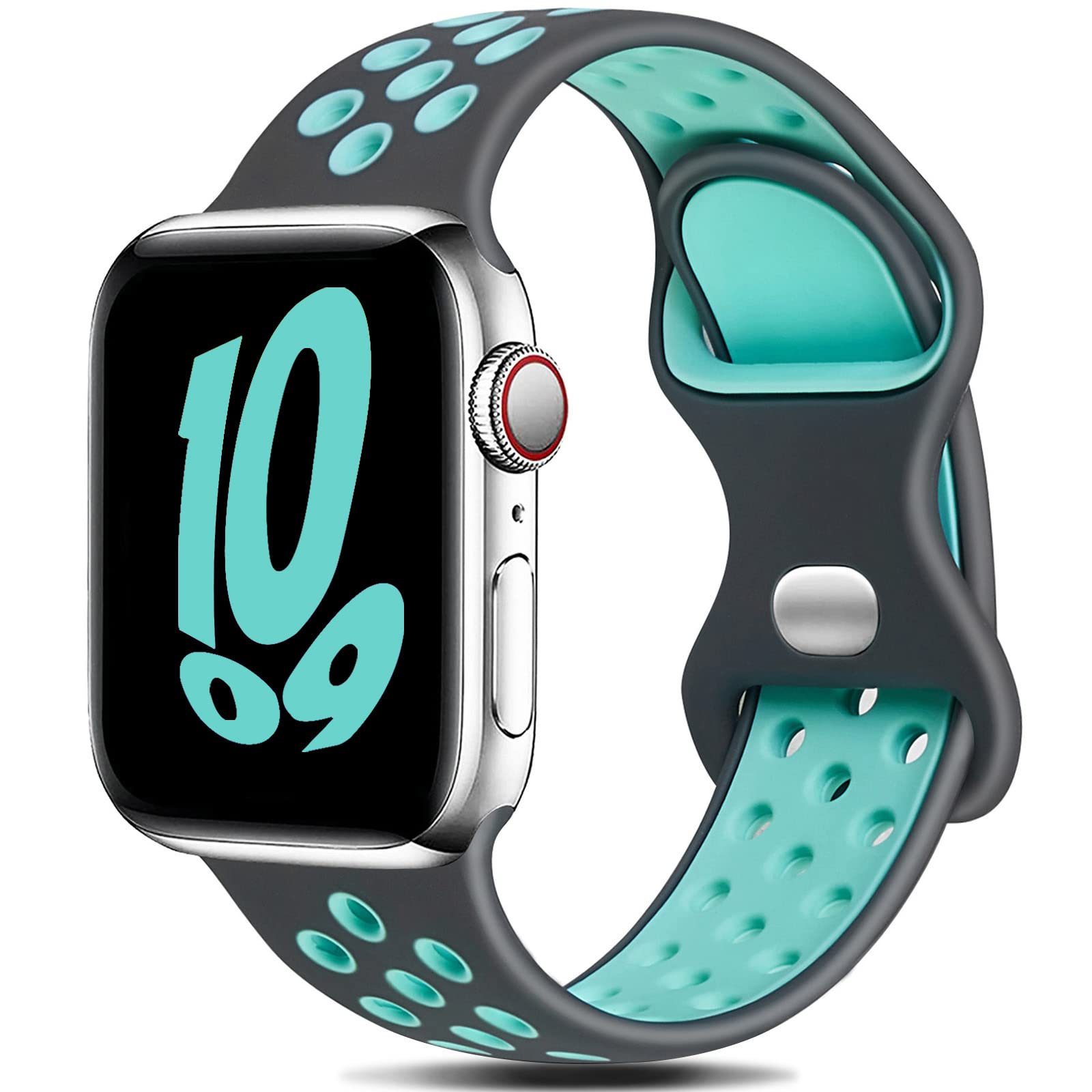 Gulemfy Compatibile per Apple Watch Cinturino - Cinturino 44mm 42mm 45mm 46mm 49mm 38mm 40mm 41mm, Sportiva Cinturini Silicone e Traspirante per iWatch Series SE 10 9 8 7 6 5 4 3 2 1 Ultra