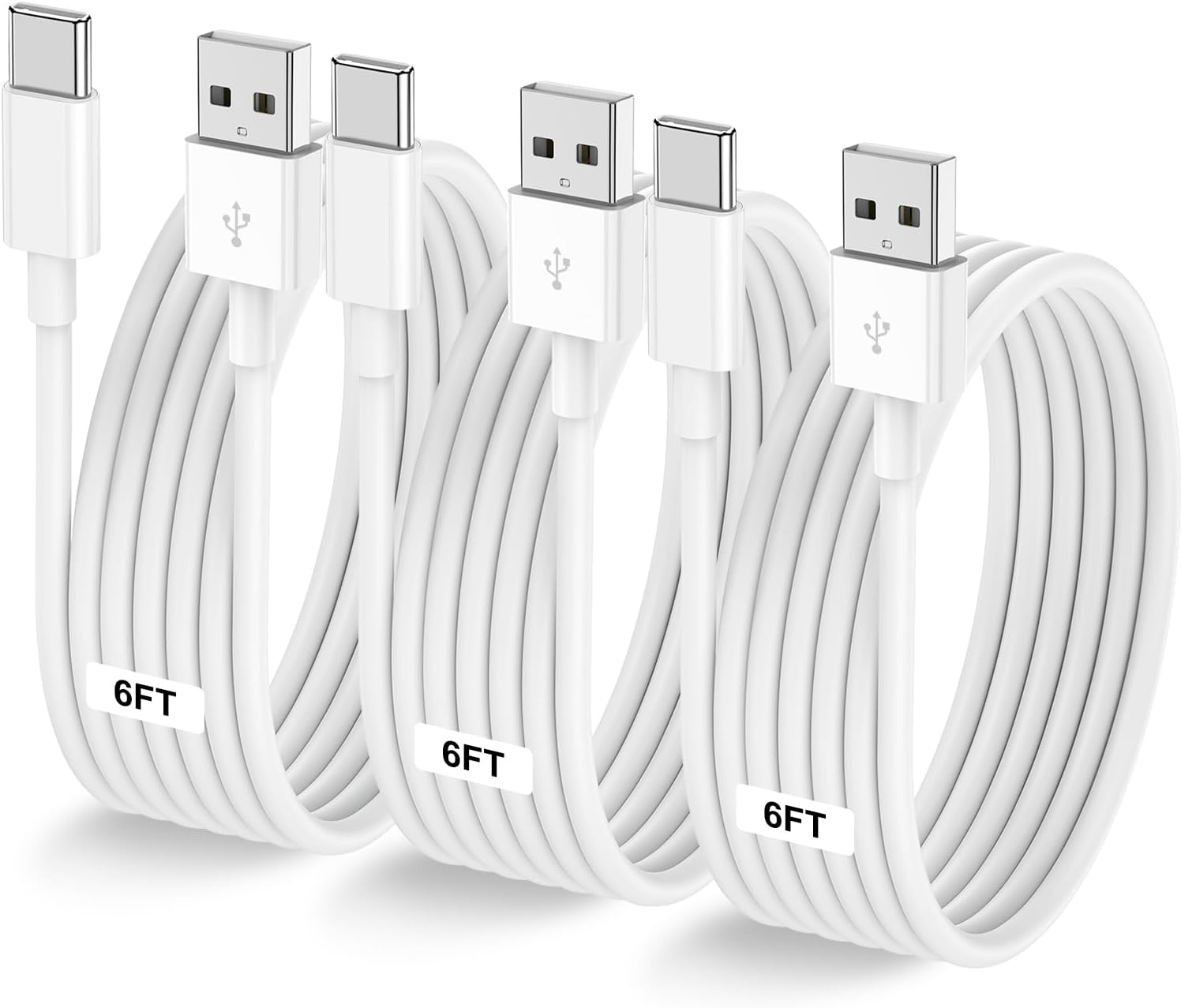 3-Pack 6FT USB A to USB C Cable Car Carplay Cable for iPhone Air 17 16e 16 15 Pro Plus Pro Max，for Galaxy S25/S24, for iPad Pro/Air/mini, for MacBook Pro/Air and More
