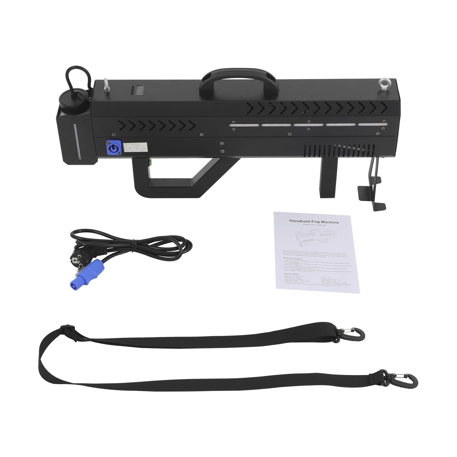 Nebelmaschine 1500W Handnebelmaschine LED Party Nebelpistole 6.3kg | 9x3W RGB LED, 500ml Tank, Tragbar Mit Gurt & Ständer, 3-5m Ausstoßweite