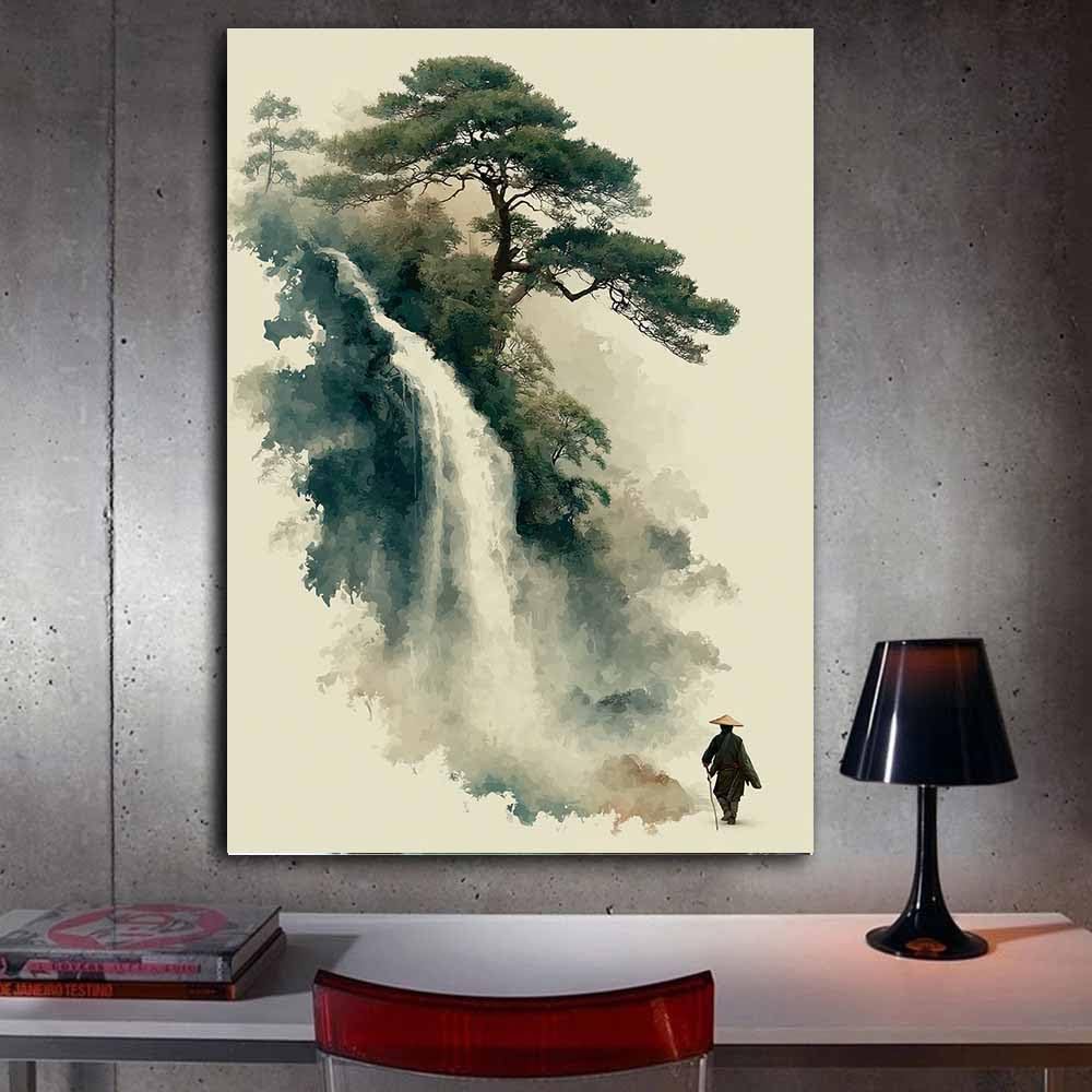 TODOAA Cuadro Abstracto Lienzo Árbol de pintura de tinta blanco y negro Cuadros Decoracion Salon Lienzo, Dormitorios Para Comedor Pasillo Cocina Y Baño（negro-60x90cm Sin marco
