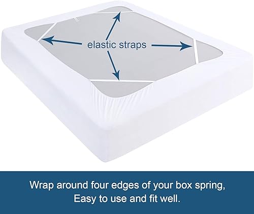 Miniatura 5 de Funda de somier tamaño individual, tela elástica envolvente alrededor de 4 lados, elegante alternativa para faldas de cama para hotelhogar, se