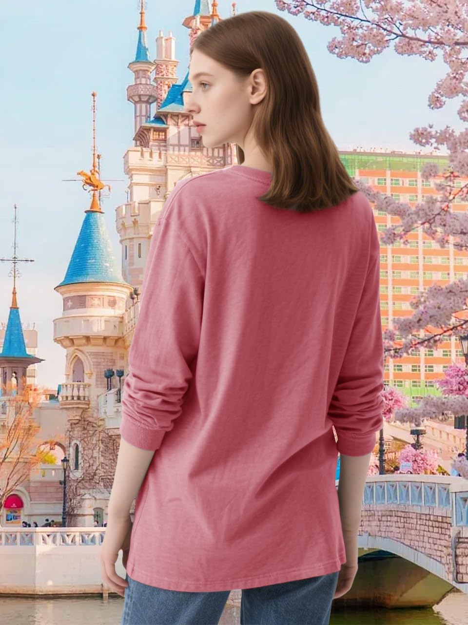 Magic Kingdom Castle Shirt Casual Vacation Holiday Long Sleeve Shirts for Women Fairy Cute Tops - Image 5
