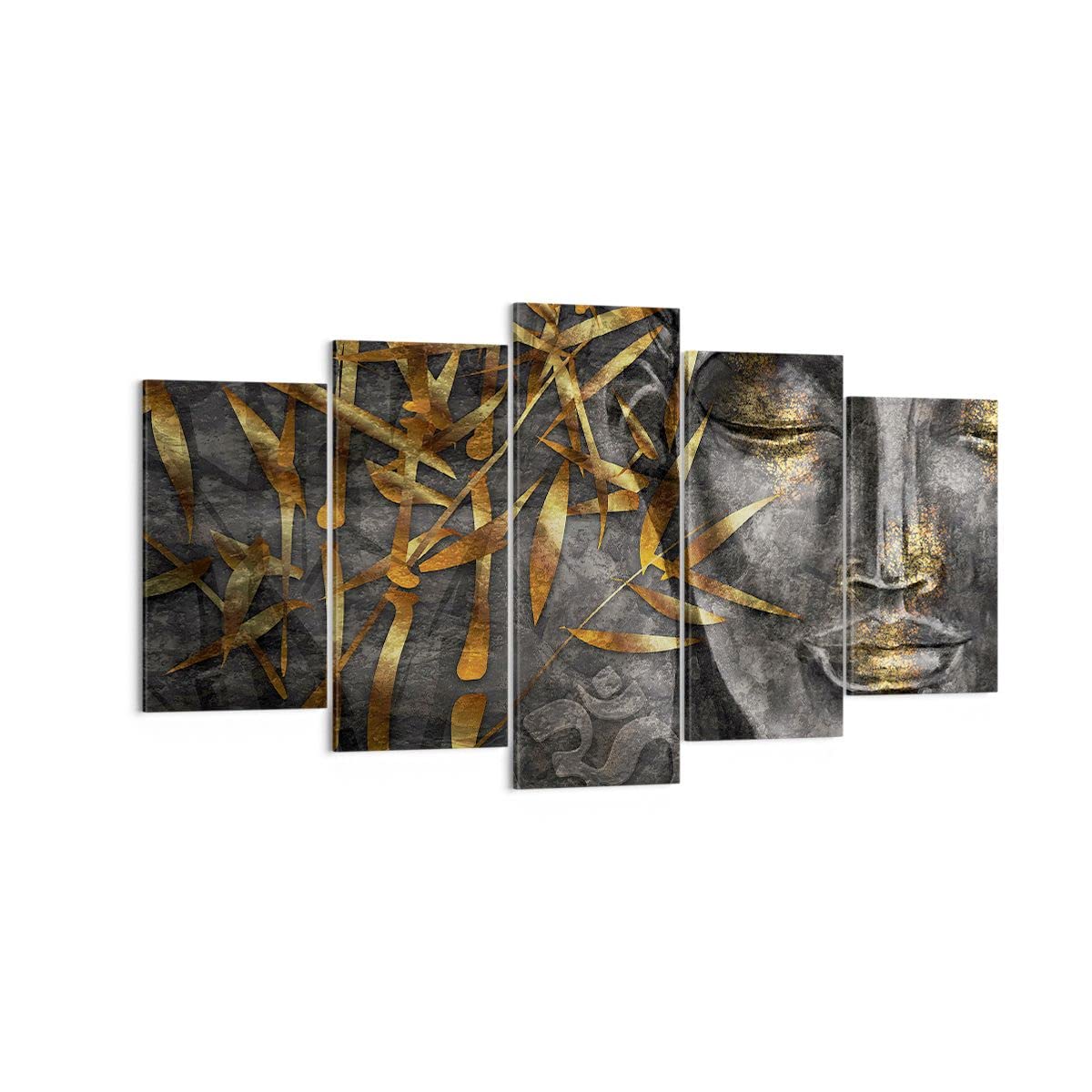 ARTTOR Wandbilder Dekoration Wohnzimmer Buddha Gold Bodhisattva Bilder auf Leinwand 160x85cm Leinwandbild Schlafzimmer Set 5 teilige Wand Kunstdruck Art Groß XXL Wanddeko Bild Canvas EA160x85-4442