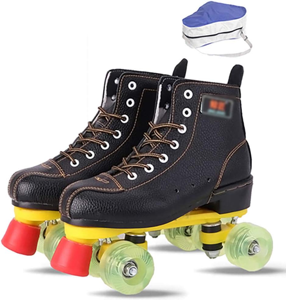 Quad Roller Skate Women's Classic Double Row Skates PU Leather High Help with Shoe Bag